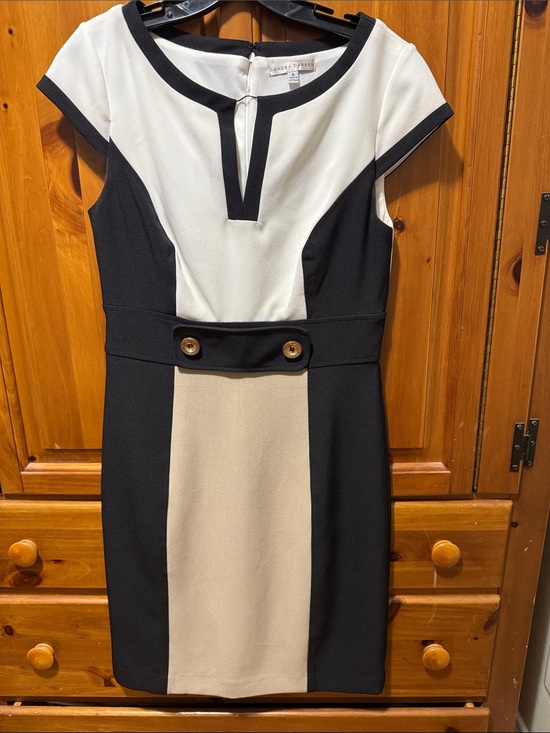 Sandra Darren Dresses & Skirts - Sandra Darren Black, White & Beige Colorblock Dress